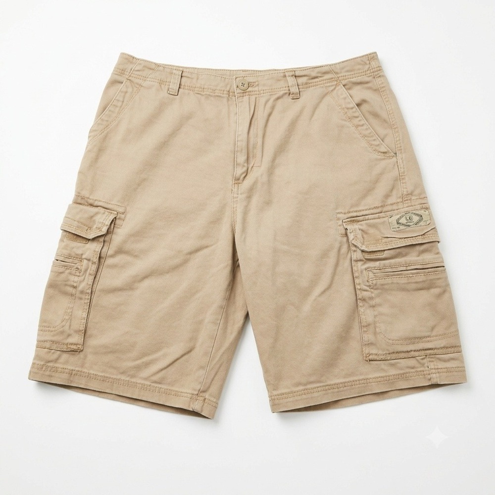 Unionbay Mens Cargo Shorts Size 38 Khaki Tan Stretch Flat Front Multipocket‎